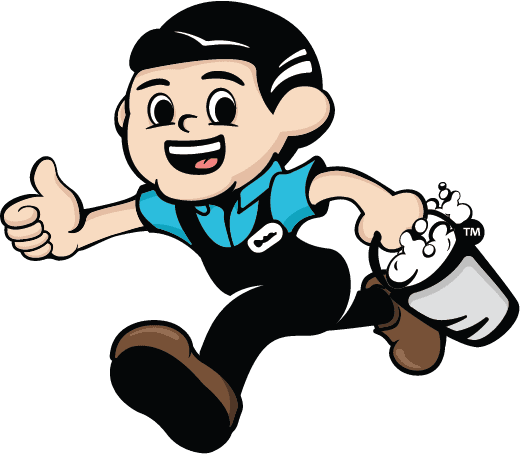 Bubble Zone mascot with bucket of bubbles